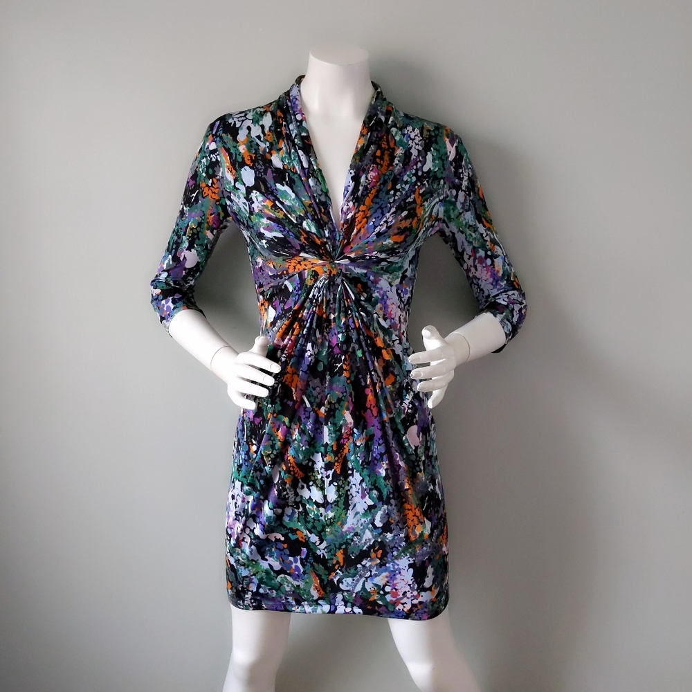 Catherine Malandrino Graffiti Silk Gathered Dress